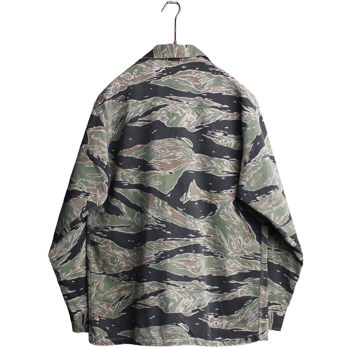 60s US ARMY タイガーストライプ ジャケット 袖ポケット シャツ カモ US-M