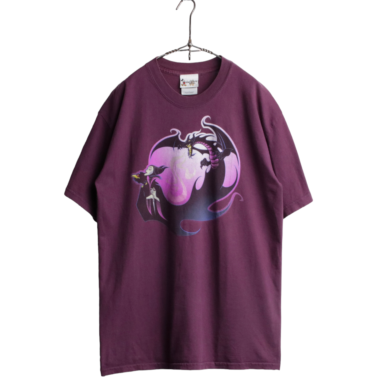 00s DISNEY ディズニー VILLANS マレフィセント キャラクター Tシャツ 眠れる森の美女 紫 L