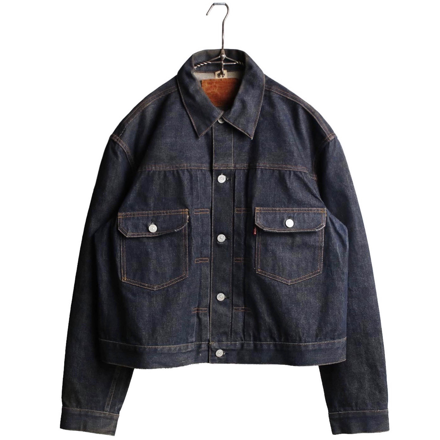 50s ヴィンテージ Levis リーバイス 507EXX デニムジャケット セカンド Gジャン 革パッチ サイド剥ぎ ノンウォッシュ 48