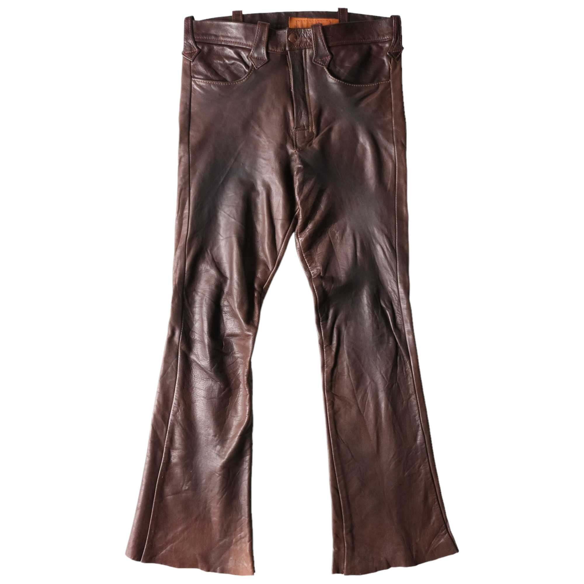 elanleathervintage East west leather pants ブーツカット