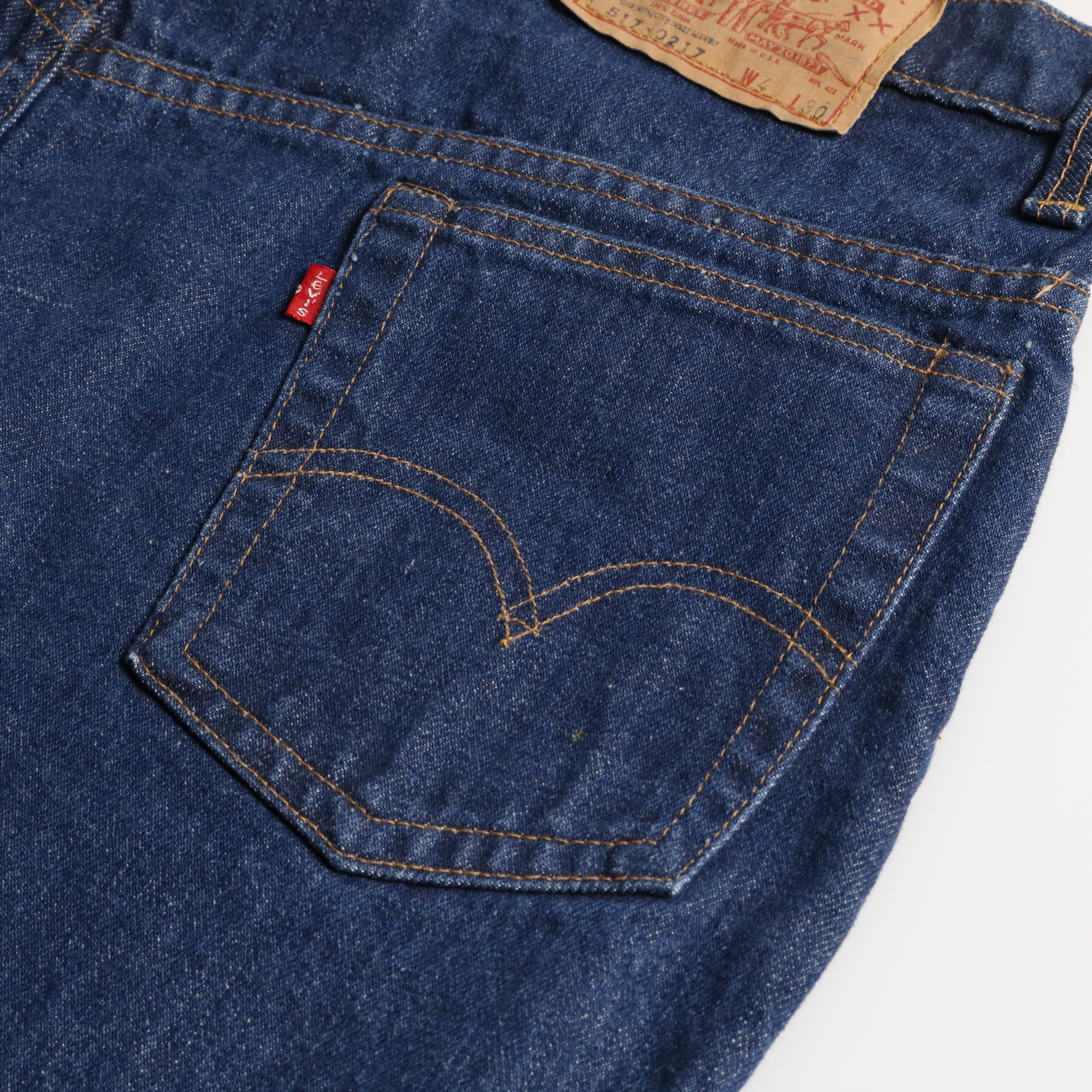 70s ヴィンテージ Levis リーバイス 517 スモールe シングル デニム ジーンズ ブーツカット 濃紺 インディゴ W38L30