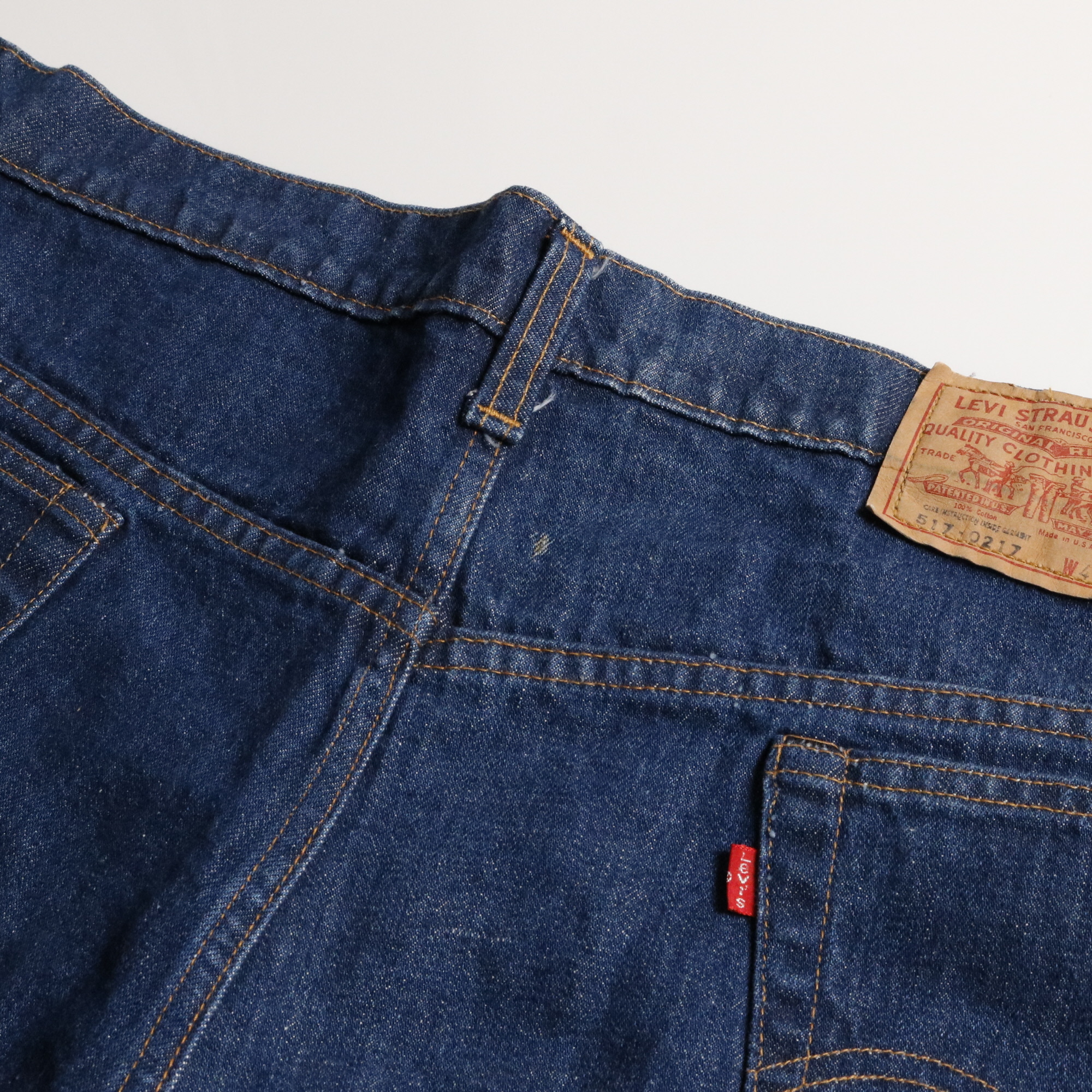 70s ヴィンテージ Levis リーバイス 517 スモールe シングル デニム ジーンズ ブーツカット 濃紺 インディゴ W38L30