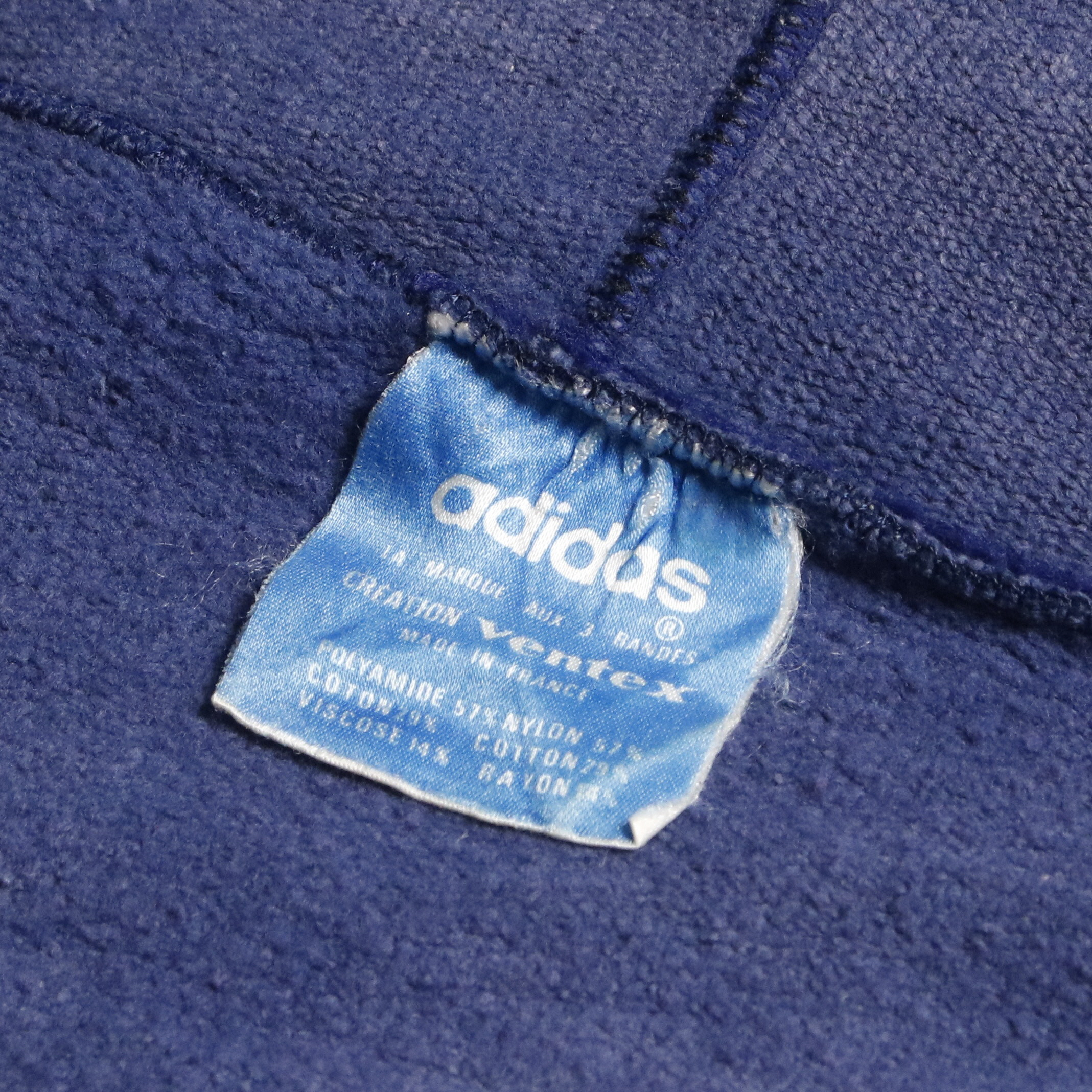 70s ヴィンテージ adidas アディダス ジャージ パーカー デカロゴ 青タグ トレフォイル ventex フランス製 ネイビー 紺 M程