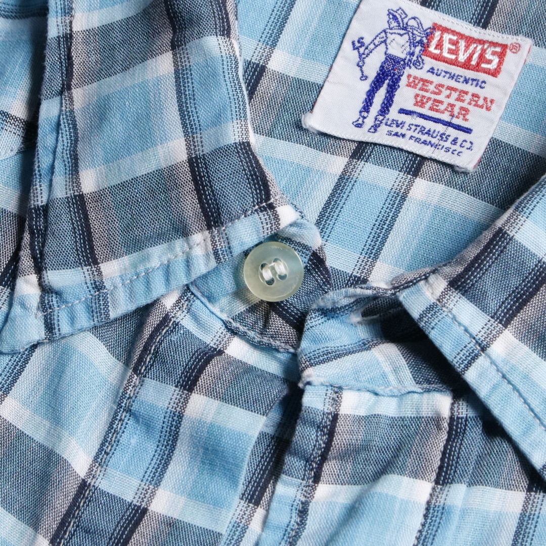 60s Levis リーバイス サドルマンタグ コットンウエスタンシャツ ソートゥースポケット ダイヤボタン M程