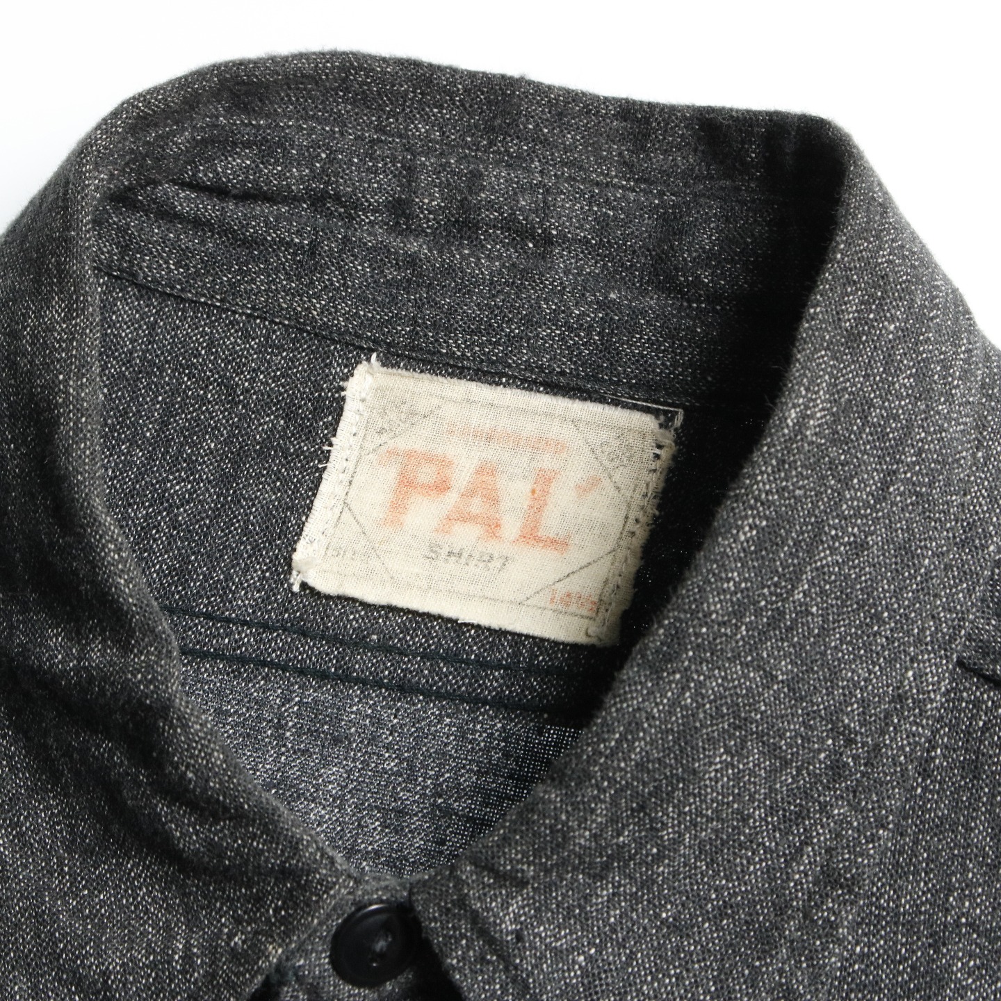 50s PAL SHIRT ブラックシャンブレー ワークシャツ 猫目ボタン 14H