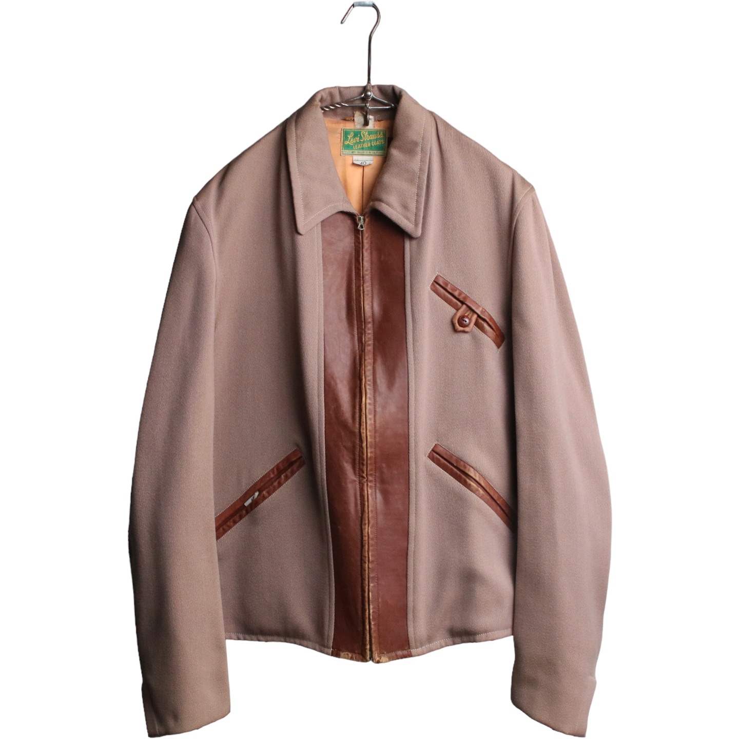 40s Sportswear Leather Jacket スポジャケ コの字-