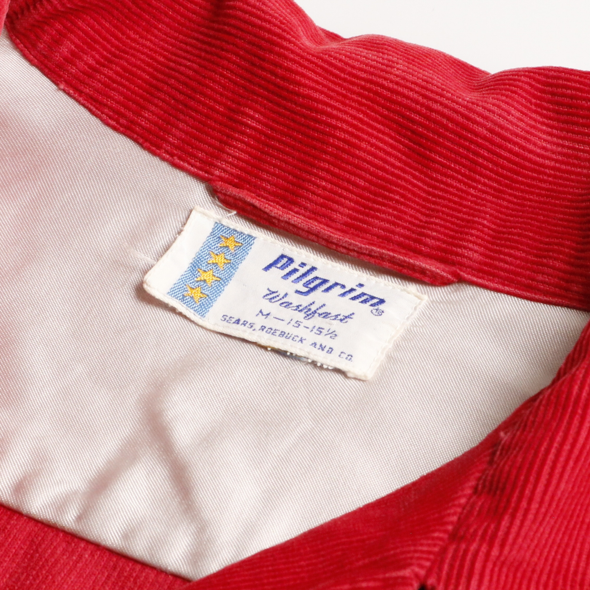 50s ヴィンテージ PILGRIM ピルグリム コーデュロイシャツ SEARS ROEBUCK シアーズ 袋襟 赤 M 15-15H