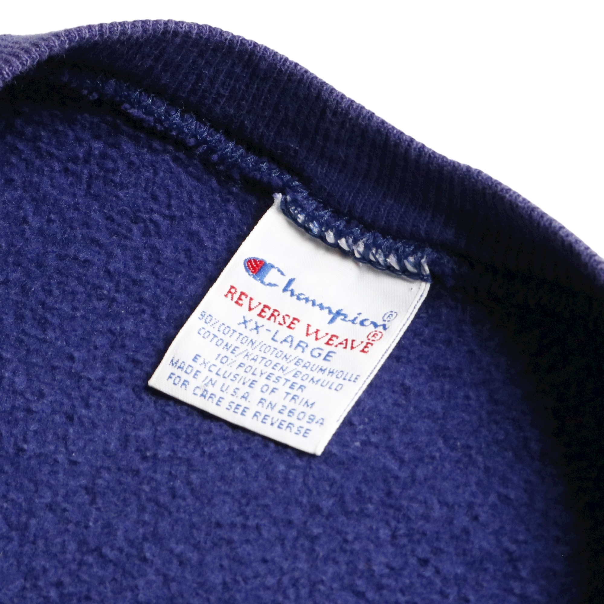 90s ヴィンテージ Champion チャンピオン リバースウィーブ スウェットシャツ 刺繍タグ 無地 目付き 青 ブルー XXL