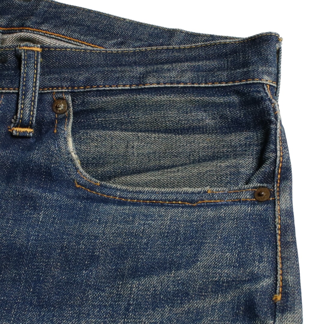 50s Levis リーバイス 501XX デニムジーンズ 両面タブ ギャラ入り 鬼ヒゲ ハチノス 濃紺 オフセット W33L31