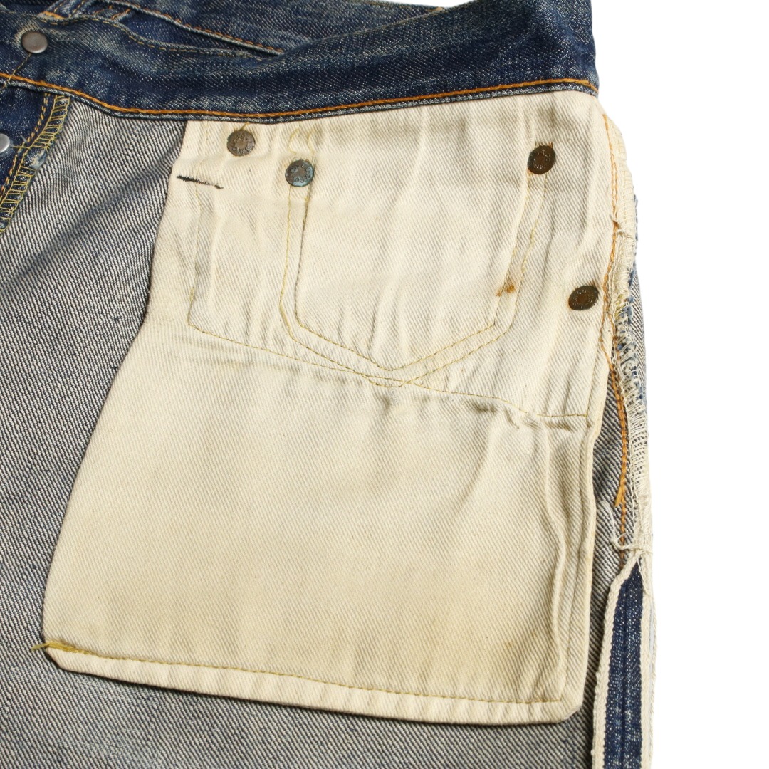 50s Levis リーバイス 501XX デニムジーンズ 両面タブ ギャラ入り 鬼ヒゲ ハチノス 濃紺 オフセット W33L31