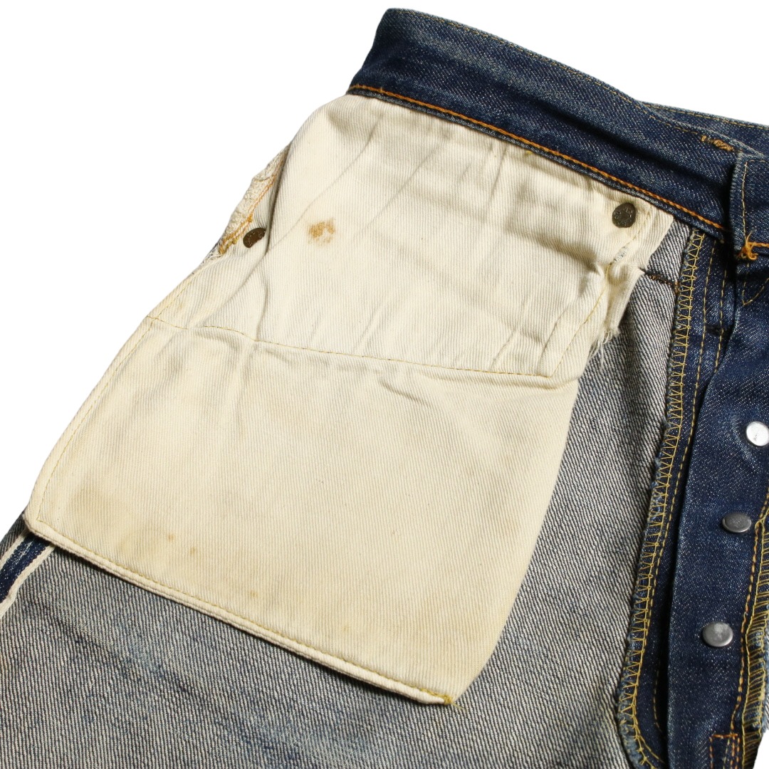 50s Levis リーバイス 501XX デニムジーンズ 両面タブ ギャラ入り 鬼ヒゲ ハチノス 濃紺 オフセット W33L31