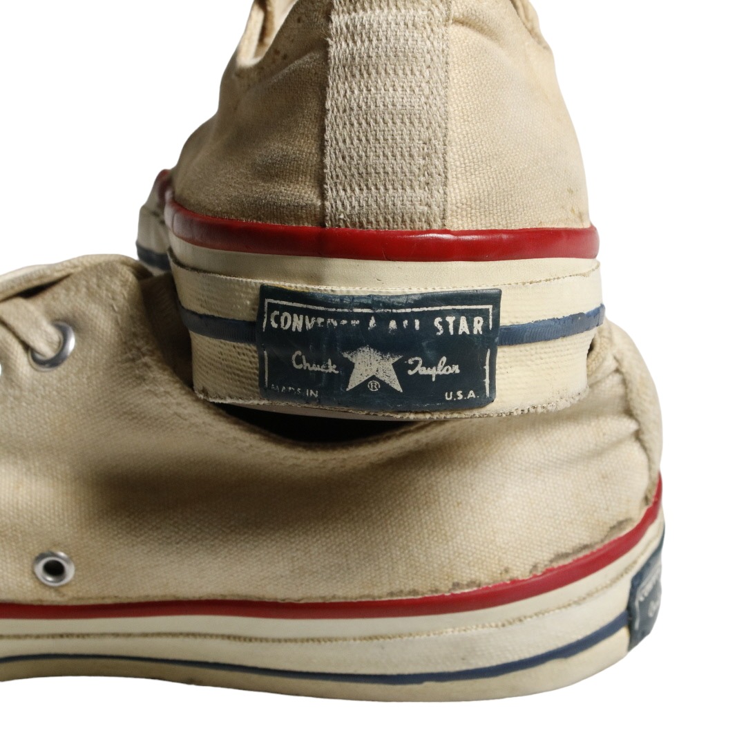 70s Converse コンバース Chuck Taylor チャックテイラー ローカット スニーカー 1つ星ヒールパッチ サイド当て布付き  青枠黒文字 12