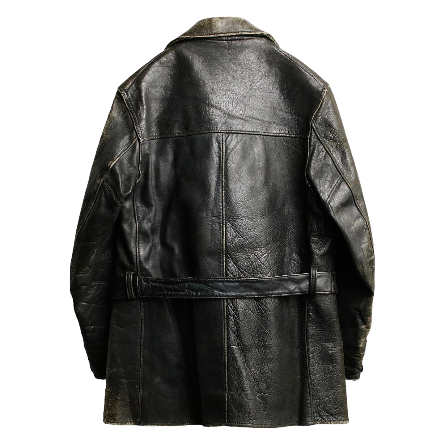 30s カーコート SINGLE CARCOAT レザー ホースハイド 馬革 ブラック 黒 36程