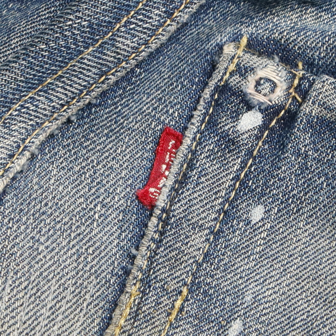 40s Levis リーバイス 501XX 46モデル デニム ジーンズ レザーパッチ センターオンセット ボタン裏ドーム状 ロングサイドステッチ  W28L34