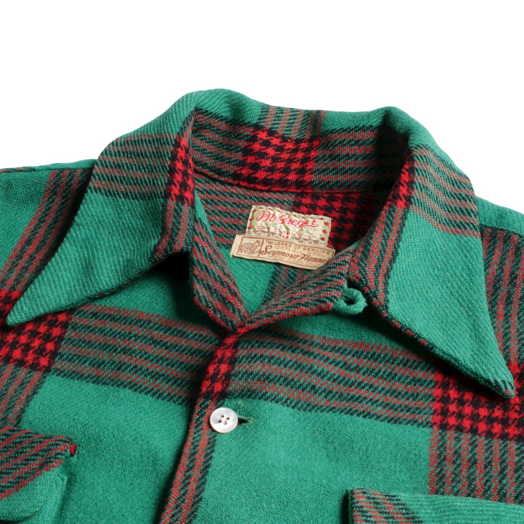 40s McGREGOR マクレガー オープンカラー ウールシャツ チェック M / ACORN Buy&Sell Vintage