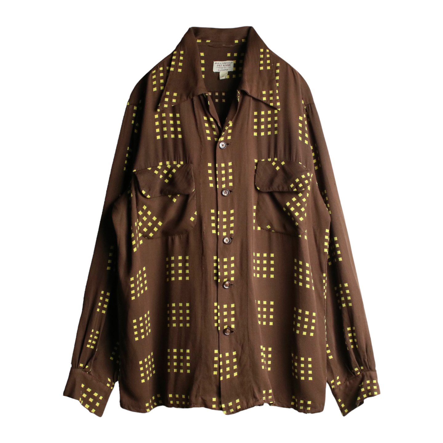 50s PAT KANE レーヨンシャツ オープンカラー ロカビリー 袋襟