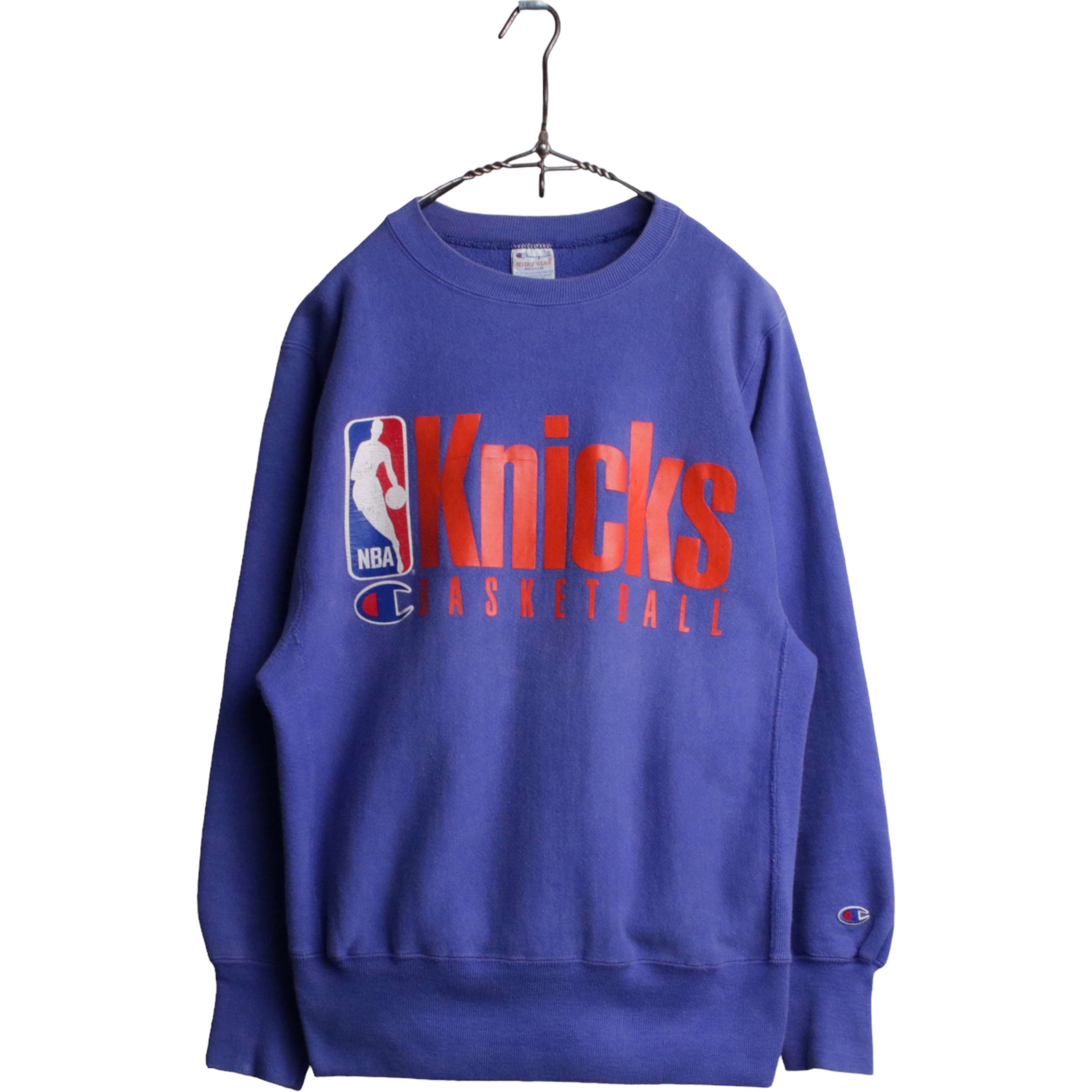90s ヴィンテージ Champion チャンピオン リバースウィーブ スウェット NBA KNICKS ニックス 刺繍タグ USA製 ブルー M